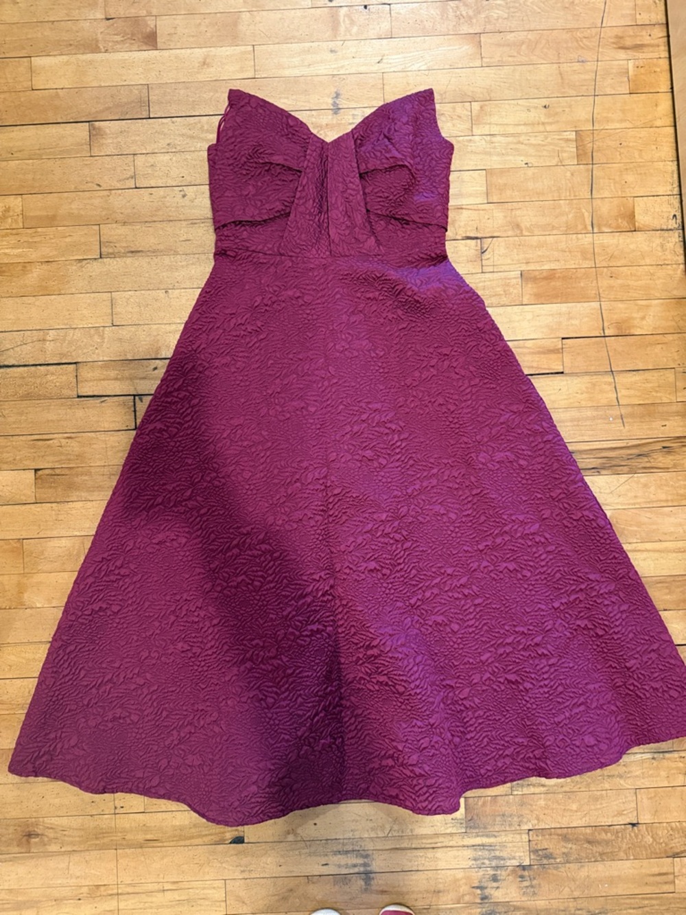 Theia Ella A-Line Midi Dress - Wineberry with pockets - Size 8